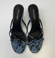 Jeffrey Campbell Sandal Women 8 Leather Mid Heel Snake Print Strap Work Party No
