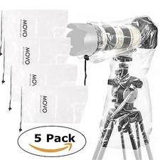 Movo (5 Pack) RC1 Clear Rain Cover for DSLR Camera & Lens up to 18" Long