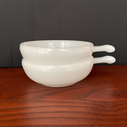 Lot Of 2 Vintage Glasbake White Milk Glass 11oz 5" Small Handled Side Dish USA - Picture 6 of 9