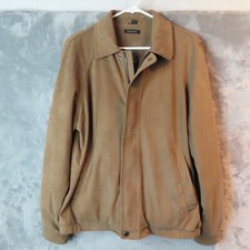 Claiborne Outerwear Jacket Womens Medium Brown Faux Suede Bomber Zip Snaps Lined