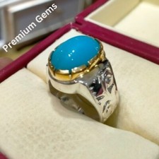 Men Real Turquoise Ring Nishapuri Feroza Natural Feroza Ring Shia Rings