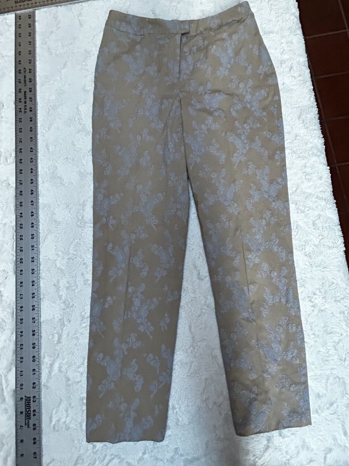 Piazza Sempione Women's Capri Pants Embroidered Paisley Brown Size IT 46 / US 10