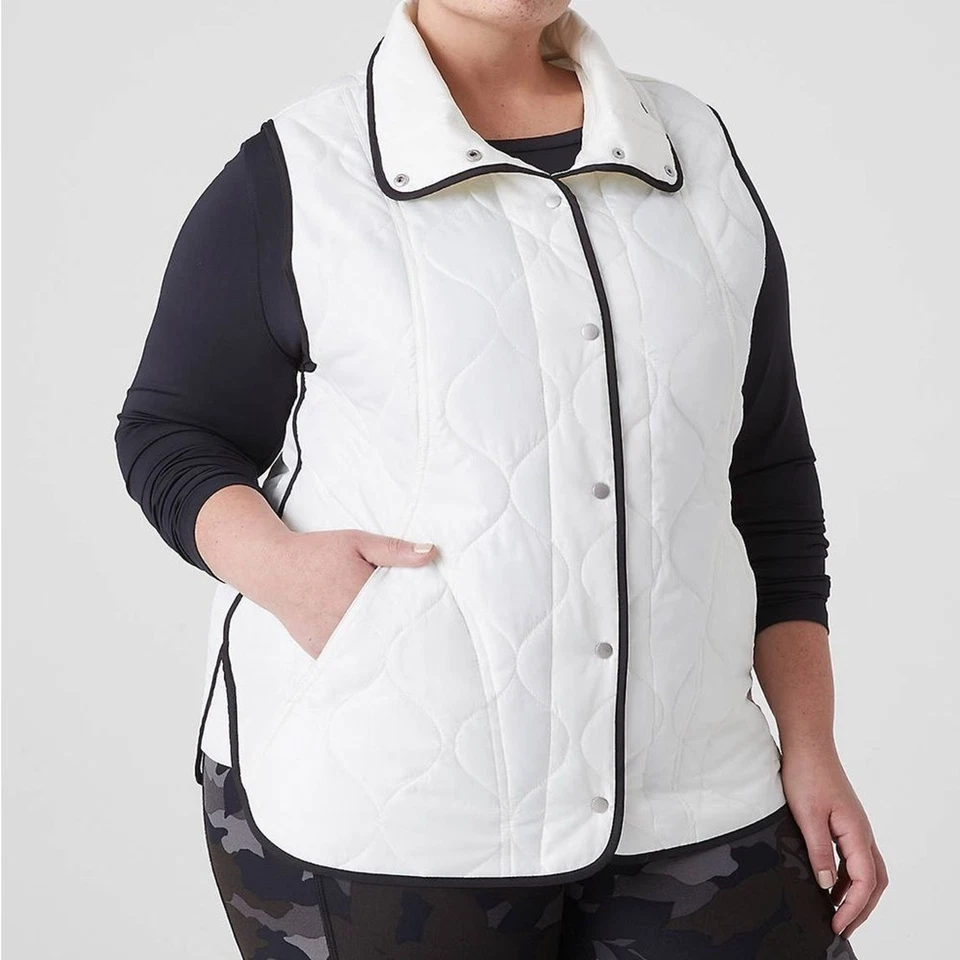LIVI Snap Front Quilted Vest Pockets Sleeveless Lightweight Womens 30/32 NEW - Image 2 of 4