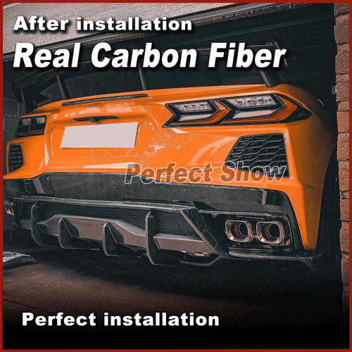 For Chevrolet Corvette C8 Stingray Real Carbon Fiber Rear Bumper Diffuser Lip - Picture 4 of 13