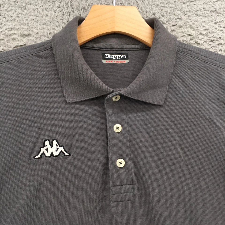 Camisa Polo Kappa Para Hombres 3XL Gris Botón Frontal Manga Corta Informal Cuello Pullover Foto 3 de 4