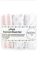NODNAL CO. Pink Bassinet Fitted Sheet Set 3 Pack 100 Jersey Cotton for Baby Gir