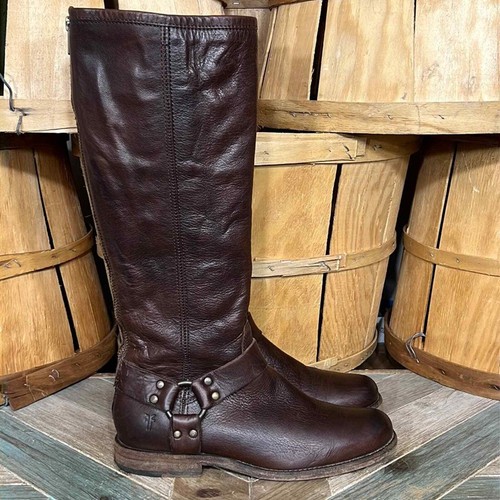 Frye Philip Harness Tall Brown Leather 