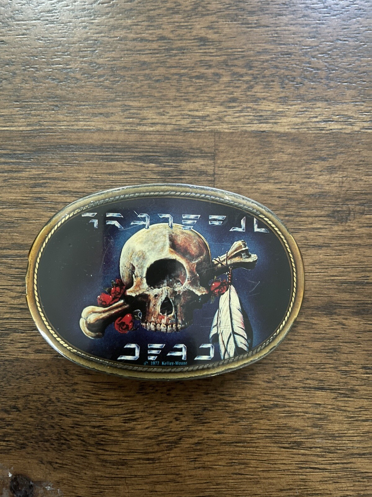 GRATEFUL DEAD VINTAGE 1977 PACIFICA MFG. ROCK & ROLL BELT BUCKLE