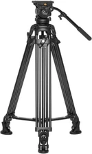 Ikan 2-Stage Aluminum Tripod with w/ GH05 Fluid Pan/Tilt Head, Black (67 in.)