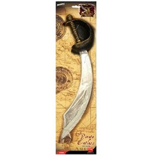 Silver Pirate Buccaneer Sword  Eyepatch Kit Fancy Dress Costume Accessory Prop