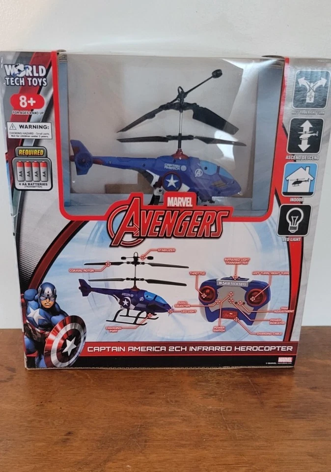 WorldTech Marvel Avengers 2ch Infrared Herocopter  CAPTAIN AMERICA New - Image 3 of 4