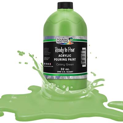 Pouring Masters Celery Green 32-Ounce (Quart) Water-Based Acrylic Pouring Paint