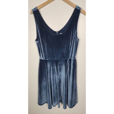 Modcloth Fervour Women's Sz. L Blue Fit and Flare Velvet Dress