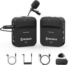 Moman C1 2.4GHz Wireless Lapel Microphone for DSLR Cameras Smartphone Recording