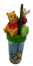 Vtg Disney Winnie the Pooh Bear Travel Water Bottle Tumbler Drink Cup 9." Tall