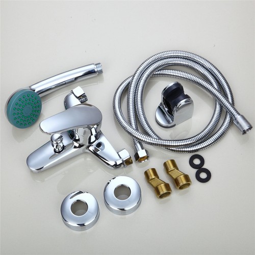 US Chrome Bathtub Faucet Rain Hand Spray Brass Mixer Wall Mounted One Handle Tap - Picture 9 of 9
