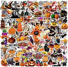 100pcs Halloween Holiday Stickers Vinyl Decals Kid Teen Trick Treat Party Gift