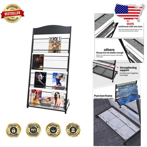 Portable Alloy Steel Magazine Rack with Casters – Perfect for Public ...