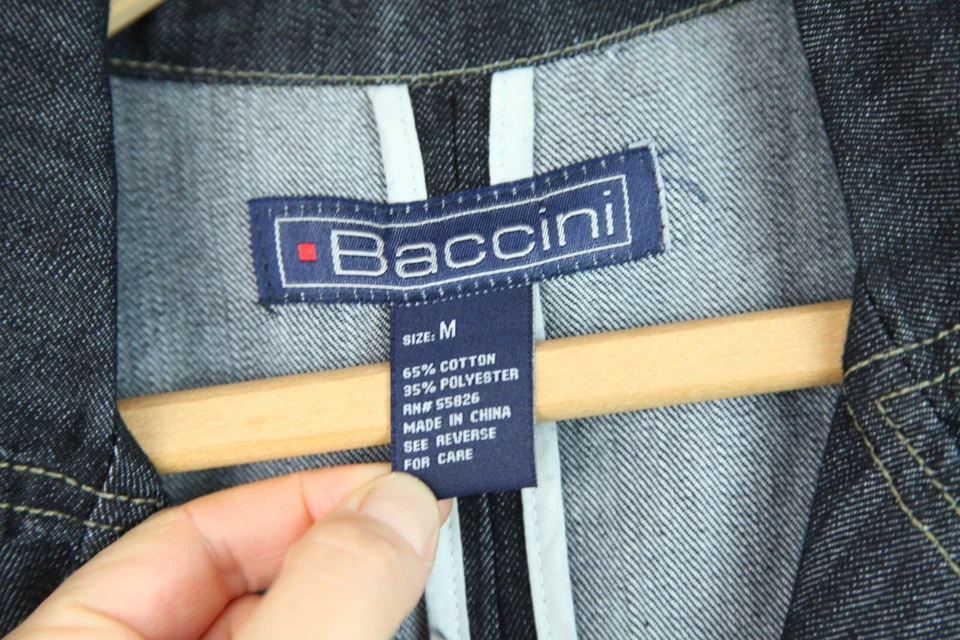 Gabardina Baccini Denim Medio Oscuro Y2K Twee Otoño Cápsula Mínima Lavado Oscuro Foto 2 de 4