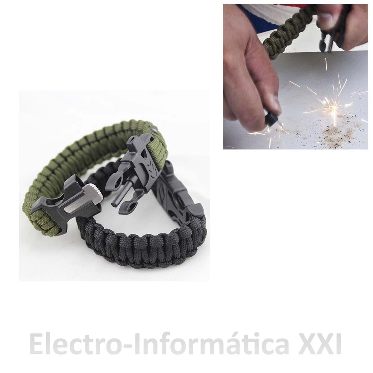 Pulsera Paracord Supervivencia Camping Acampada Silbato 3M Cuerda Pedernal