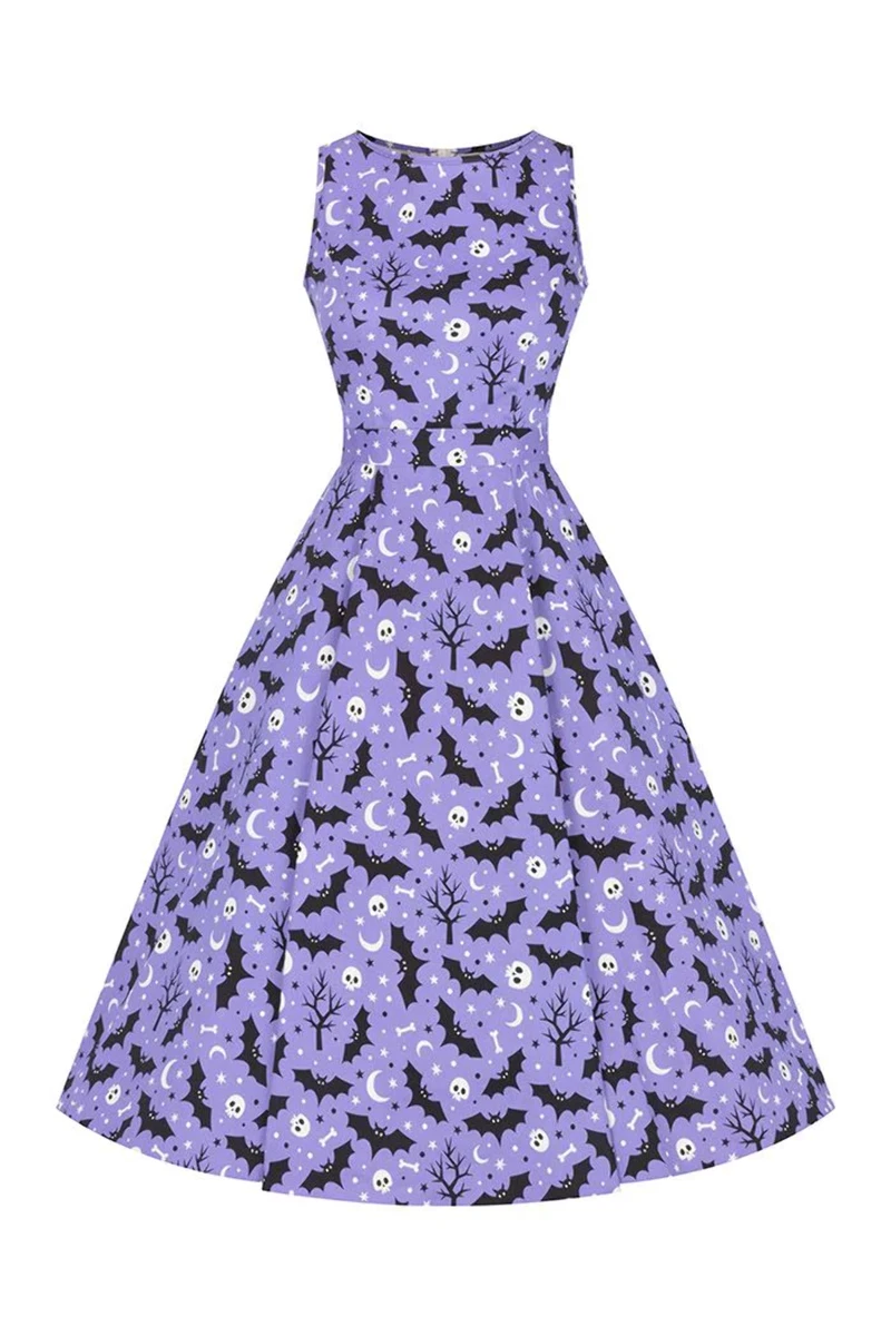 Batz Hepburn Dress Lady V Vintage London Halloween Purple Bats 16 20
