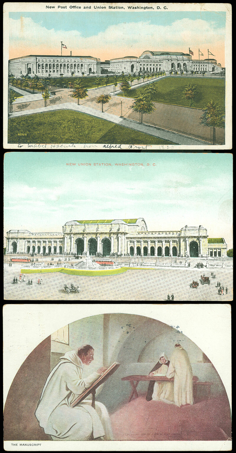 192334, 3 Picture Postcards, 2 Used, WASHINGTON DC, POST OFFICE