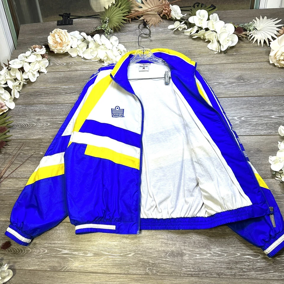 Chaqueta Chándal Admiral Talla Pequeña Hombre’s Cortavientos Hip Hop Retro Azul De Colección Foto 4 de 4