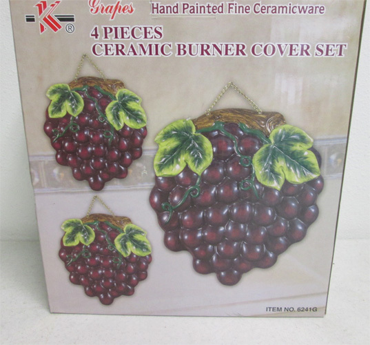 6241G Kitchen Merchandise Grape Ceramic Stove Burner Cover Set of 4