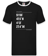 Surfing Coordinates Saunton Sands - Mens Ringer - Sands Surfer Surf Board