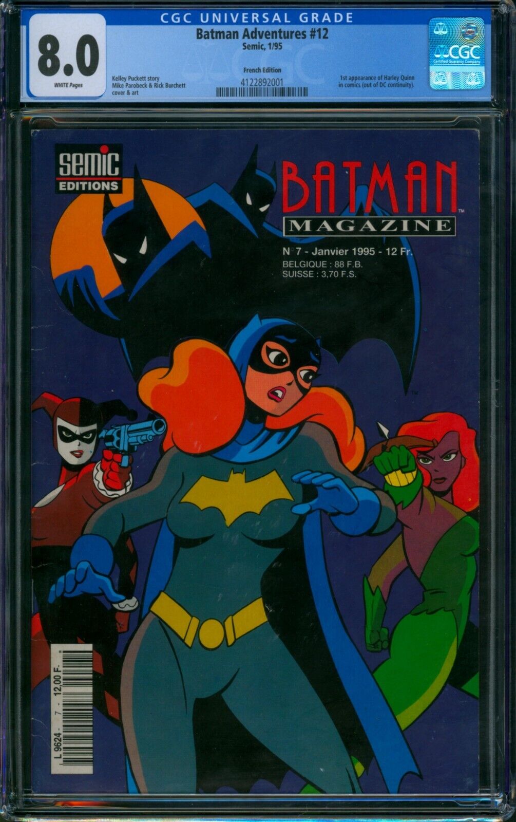 Batman Adventures 12 ⭐ CGC 8.0 RARE FRENCH EDITION ⭐ 1st HARLEY QUINN Semic 1995