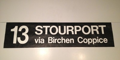 Midland Red Bus Rollo 2 36'' - 13 Stourport Via Birchen Coppice