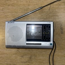 Sony ICF-SW11 Stereo 12BANDS FM/SW/MW/LW Silver Portable (AA Battery) Radio VGC