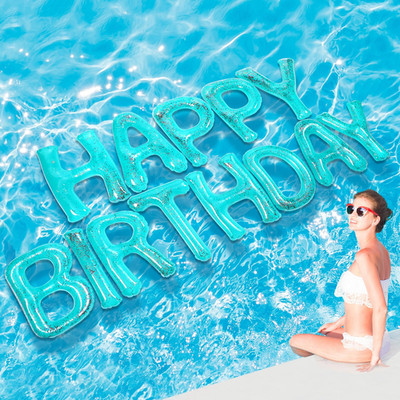 Shappy Turquoise 20 Happy Birthday Pool Large Floating Letter Balloons Adhesive