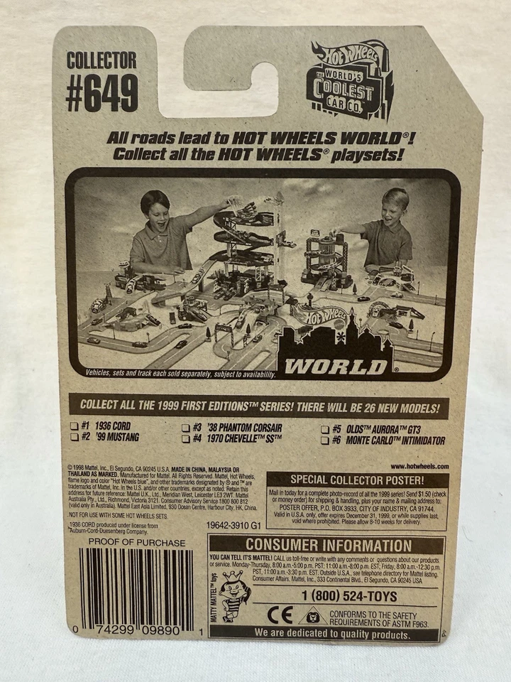 Hot Wheels 1999 First Editions 1936 CORD 1/26 #649 Red Metalflake Burgundy LW's - Image 2 of 4