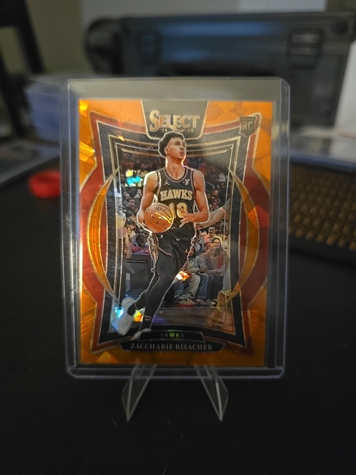 2024-25 Panini Select Zaccharie Risacher Orange Cracked Ice Prizm RC #86 048/275