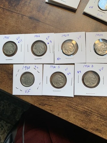 Buffalo nickels; Lot of 7 coins; VERY FINE! (Set #2)