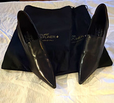 Donald J Pliner Women s Black Leather Pointed Toe Slip-On Pump Heel 6M