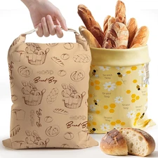 XL Reusable Beeswax Bread Bags - 2 Pack for Fresh Homemade Bread Storage