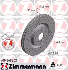 Bremsscheibe (pro Einheit) ZIMMERMANN 400.3698.20 Bremsscheibe (pro Einheit) ZIMMERMANN 400.3698.20