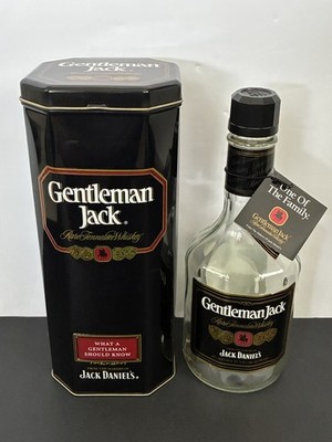 Gentleman Jack Daniels 3rd Generation Rare EMPTY 750ml Bottle, Hangtag, Tin Box