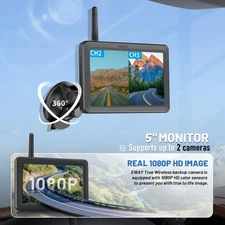 EWAY Wireless WiFi Magnetic Hitch Backup Camera 1080P HD Rechargeable Battery Po