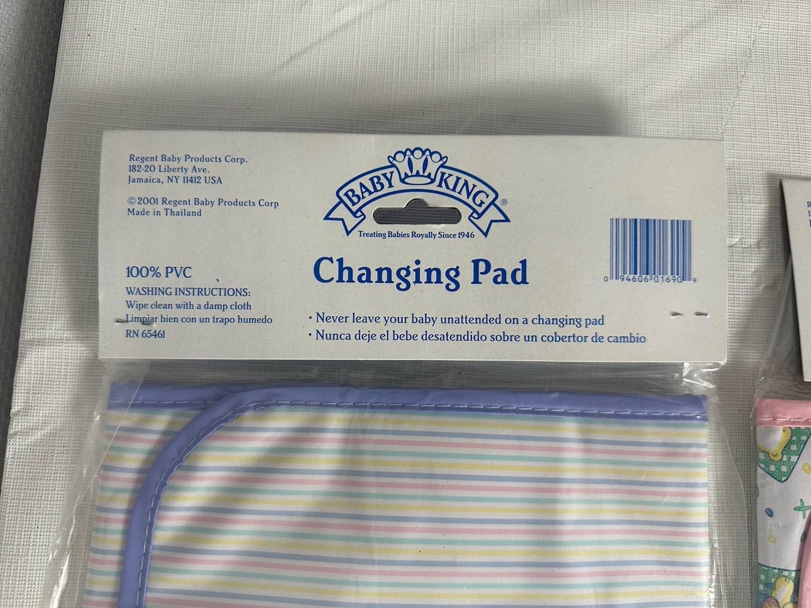 Vintage 2 PVC Baby King Changing Pad Stripes Teddy Bears Striped