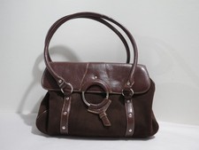 MAXX New York Leather Satchel Purse Large Handbag Brown Suede