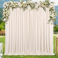 LuoluoHouse 10ftx8ft Polyester Backdrop Curtains 2 Packs 5ftx8ft Ivory
