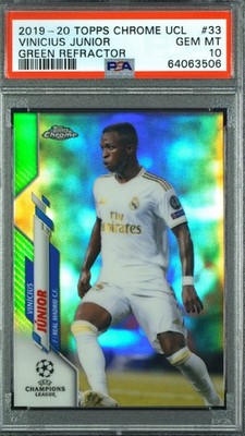 2019-20 Topps Chrome UEFA Vinicius Junior Green Refractor /99 PSA 10 Pop 13