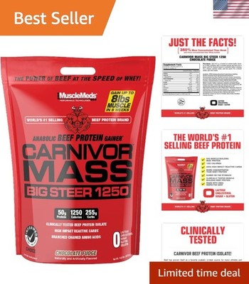 Carnivor Mass 1250 - Delicious Chocolate Beef Protein for Muscle Gains, 15lbs