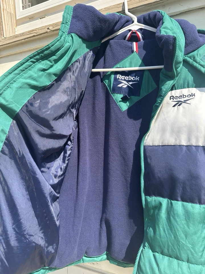 Abrigo Chaqueta Puffer Vintage Reebok Invierno Con Capucha Talla Grande Esquí Snowboard Foto 4 de 4