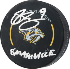 Filip Forsberg Nashville Predators Signed Official Game Puck w/Smashville Insc