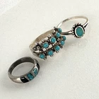 Vintage 925 Sterling Silver Turquoise Rings Set Of 3 Navajo Southwest READ