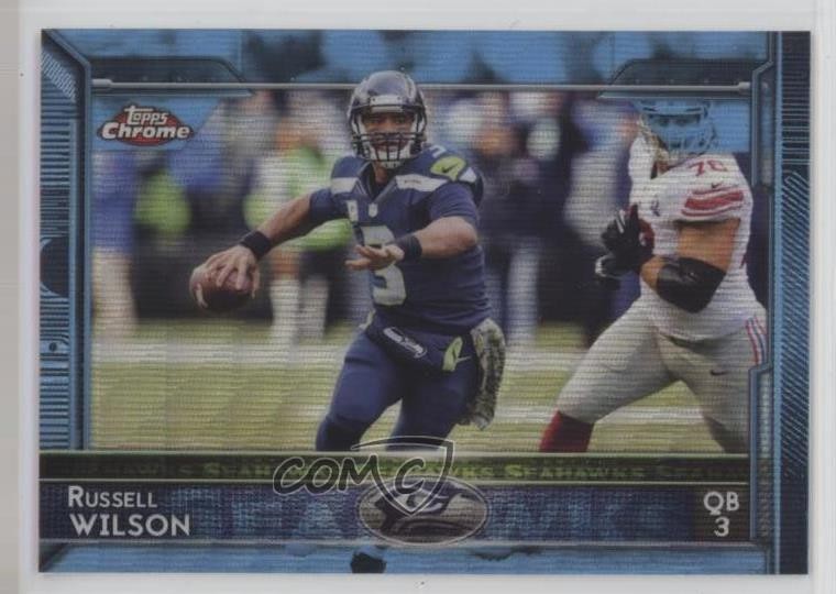 2015 Topps Chrome Blue Wave Refractor Russell Wilson #15 7rf